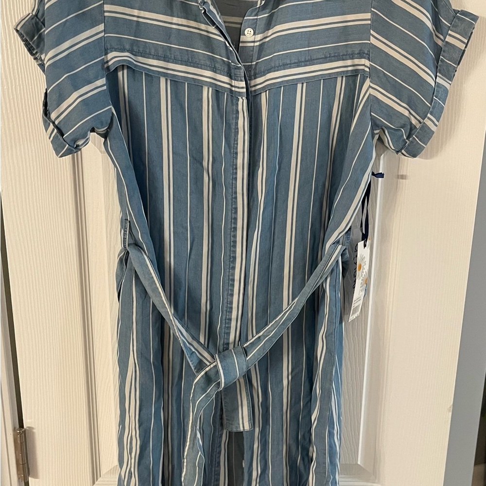 Striped Blue Maxi Dress Large